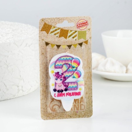 Candle for the cake "Figure 2, pink pony", 6.5 cm-1