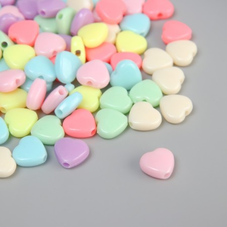 Beads for creativity Plastic "Hearts" Color Tender colors set 500 g 1x1.1x0.5 cm-1