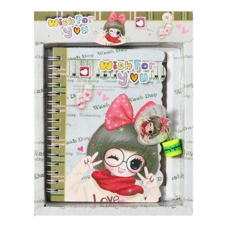 Notebook in a gift box, on a lock A6, 50 sheets, line, anime mix-3