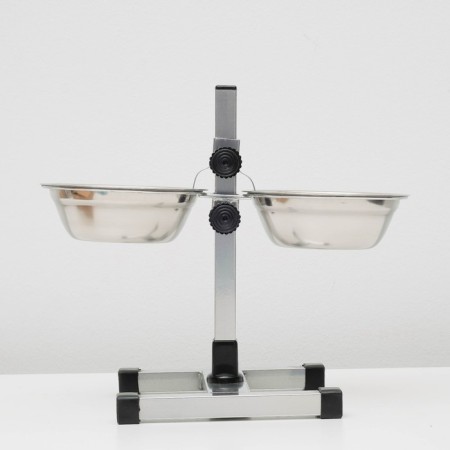 Stand with bowls, 2 x 500 ml, height 30 cm, collapsible with an upper latch, chrome-2