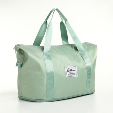 Sports bag with lightning, with an increase, external pocket, green color