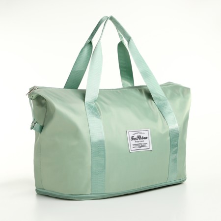 Sports bag with lightning, with an increase, external pocket, green color