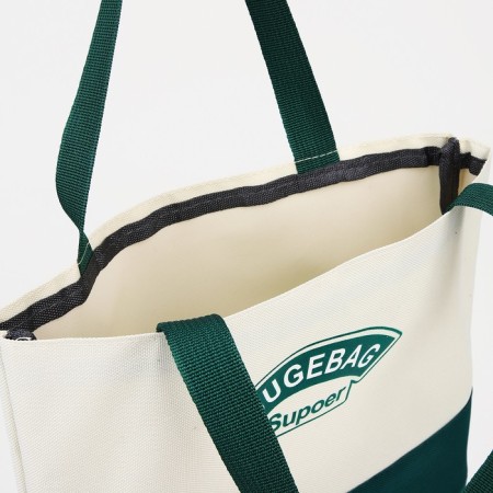 A backpack with a zipper, an outer pocket, a set of a chover, bag, green color-9