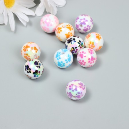Acrylic beads "Traces of the legs" MIX 1.6x1.6x1.6 cm