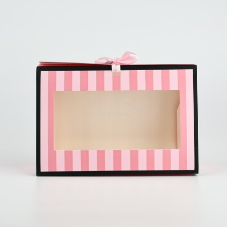 Folding box for flowers with the window “Thank you for being”, pink, 16 x 27 x 9 cm-1