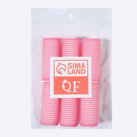 Velcro curlers, d = 2.5 cm, 6 cm, 6 pcs, pink color-2