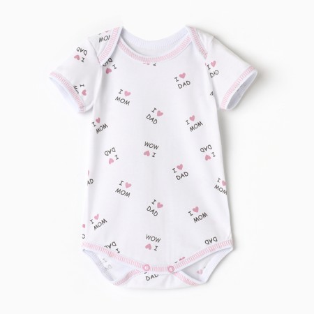 Body baby with short sleeve, white color, height 74