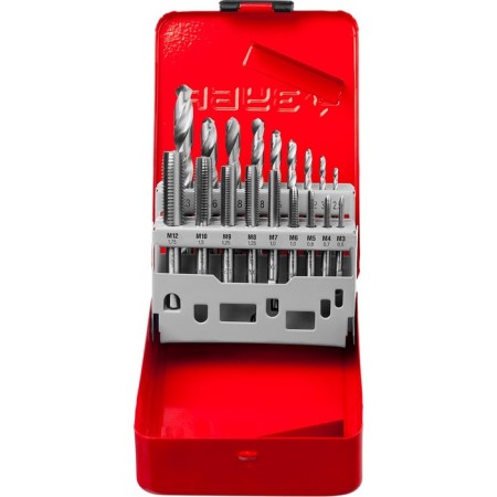 Set of taps and dicks bison 28115-H18_z01, steel 9XS, drill P6M5, 18 objects-1