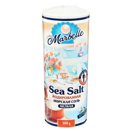 Salt Sea Pudoff Marbelle is small, grinding No. 0, iodized, 500 g
