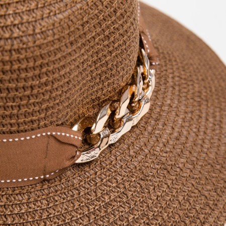 Women's hat with a minku chain color brown, size 56-58-5