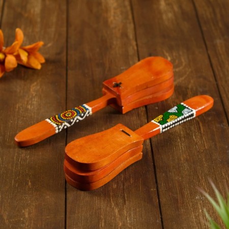 Musical instrument tree "Castanet with a pattern" 4x5x23 cm