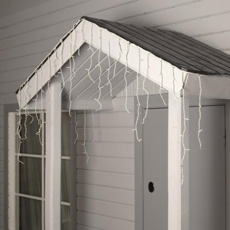 Garland "fringe" 3 × 0.6 m, IP44, UMS, white thread, 160 SMD-LED, glow warm white, 220 V-1