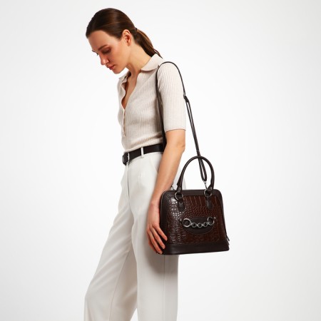 Female Bag Textura, Tout, Middle Size, Brown color-9