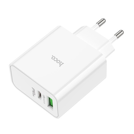 Network charger Hoco C113A, 1 Type-C, 1 USB, 65 W, PD + Qc, white-1