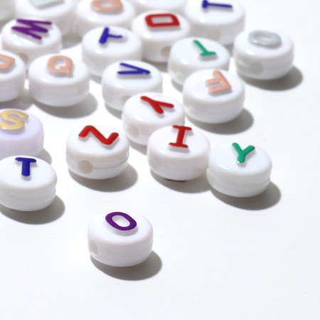 Acrylic bead "English letters", 10 × 6 mm, set 10 g, color shiny mix-1