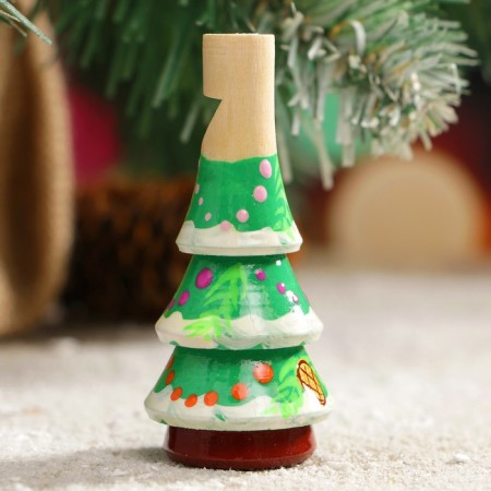 Whistle "Christmas tree", 3x7 cm, mix, manual painting-1