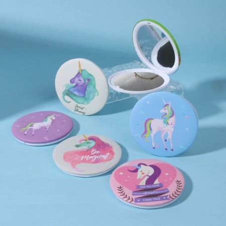 Mirror folding "unicorn", D 7.5 cm, MIX drawing-1