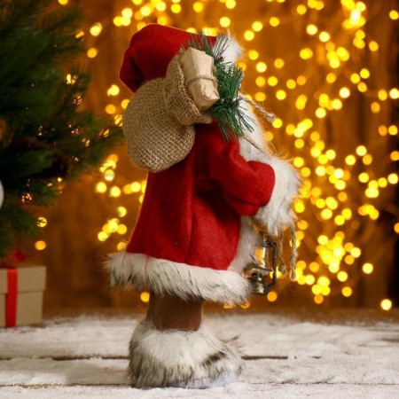 Santa Claus "in a red fur coat, with a flashlight and a bag" 30 cm-1