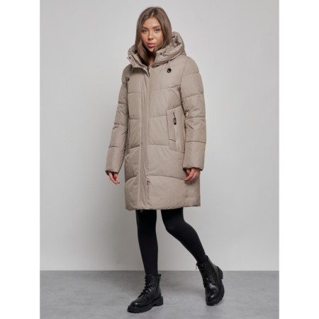 Coat insulated winter female, size 48, beige color-2