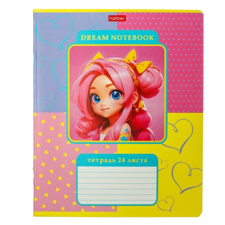 Notebook 24l Kl girl anime, region charts, rounded angles, bl 65 g/m2, mix-4