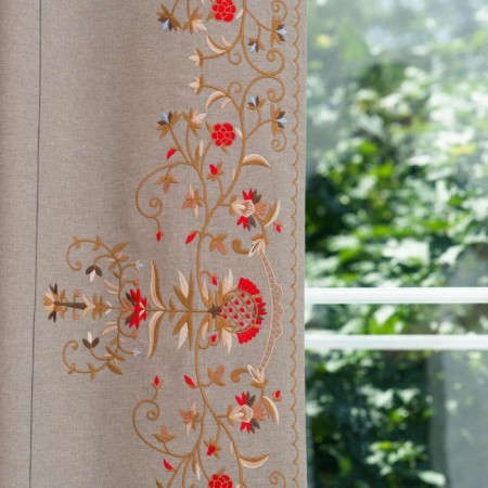 Set of curtains "Leia", size 2x145x280 cm, beige-gray color-1