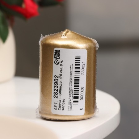 Candle - cylinder, 4x6 cm, 9 hours, gold-3