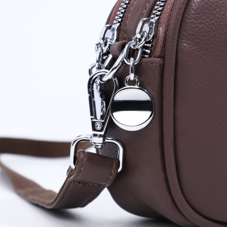 Cross-Bodi bag on zippers, external pocket, brown color-3