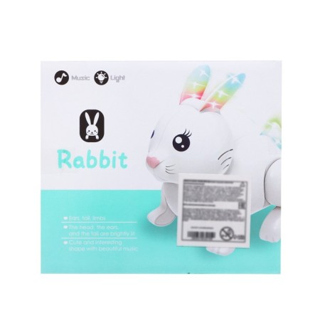 Rabbit "White", light and sound, works from batteries, white color-4