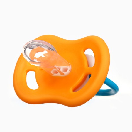Set: nipple - a dummy with a “turtle” holder, anatomical +6 months, yellow color-6