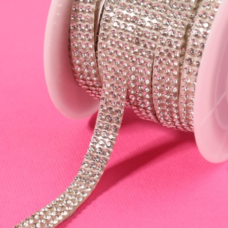Rhound rhinestones, d = 2 mm, width - 7 mm, 4.5 ± 0.5 m, silver color-1