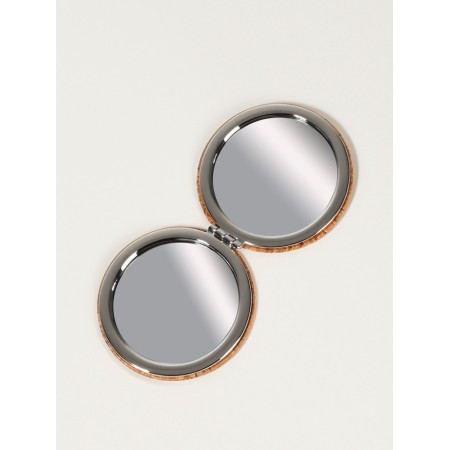 Folding mirror, d = 7.2 cm, with an increase, brown/orange color-4