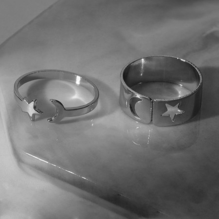 Set of rings 2 pieces of "lovedocks" Moonlit night, silver color, dimensionless-1