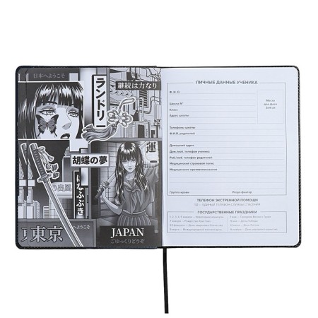 Universal Diary Grade 1-11, 48 sheets "Girl", hard cover of artificial leather, lies, universal cheat sheet, block 80 g/m2-3