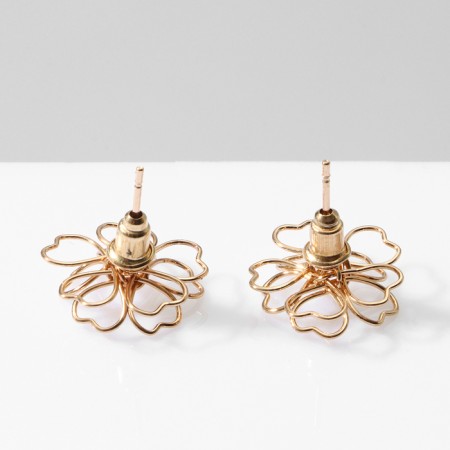 Earrings Metal "Flower" Heart, Color Gold-2