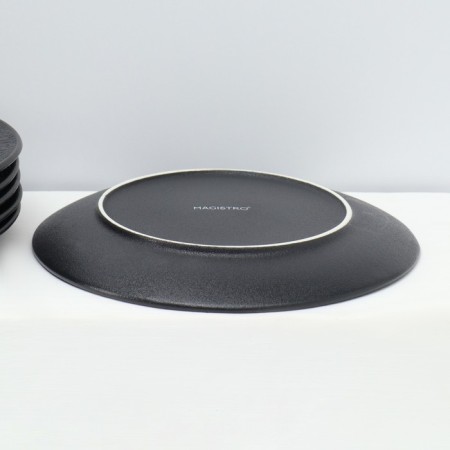 A set of plates of dessert porcelain Magistro Lofty, 6 objects: D = 20 cm, black color-3