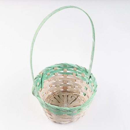 Wicker basket 19x9/34 cm, green, bamboo-2