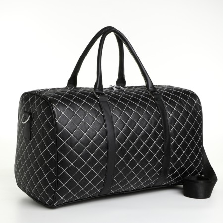 Road bag with a zipper, a suitcase holder, a long belt, black color