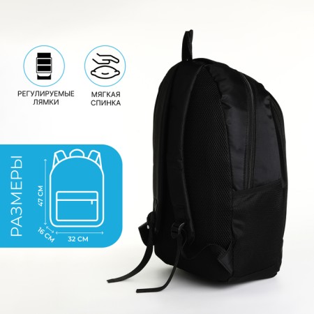 Youth backpack on a zipper, 4 pockets, black/blue color-1