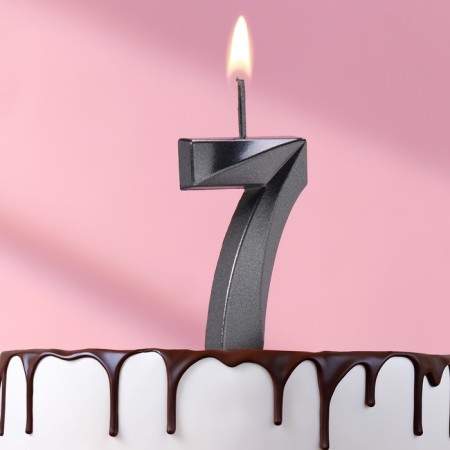 Candle in the cake on the skewer "Fine", the number "7", black, 5 cm