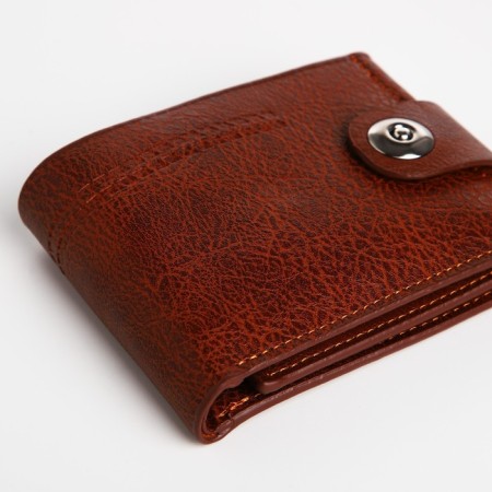 Male purse on a magnet, department for bills, for maps, for coins, brown color-2
