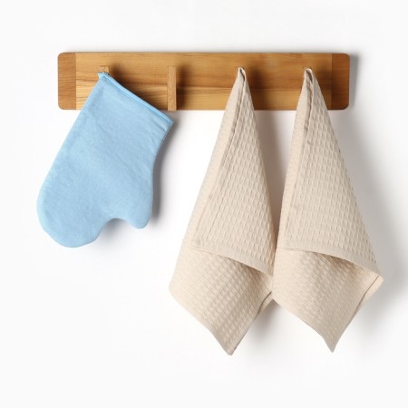Set kitchen peace mittens 18x28cm, waffle towel 2 pcs. 35x60cm-1