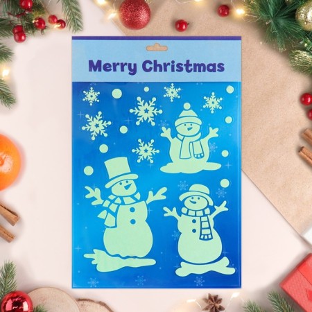 Stickers on the windows "New Year" snowmen, 28 x 19 cm-1