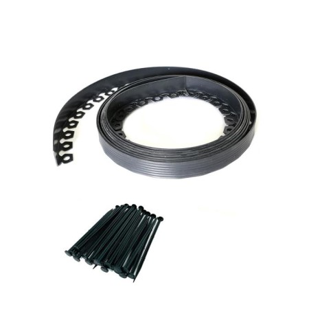 Garden plastic curb, 55 mm, black, 10 m + 30 stakes, "mango