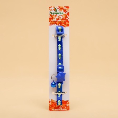 Fly collar "fish" luminous, with a bell, 30 x 1 cm, polyester, blue-5