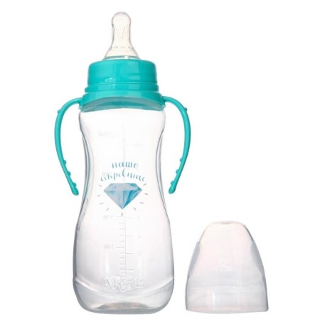 A bottle for feeding "Our Treasure", a classic throat, fitted, with handles, 250 ml., From 0 months., Biryuza color-2