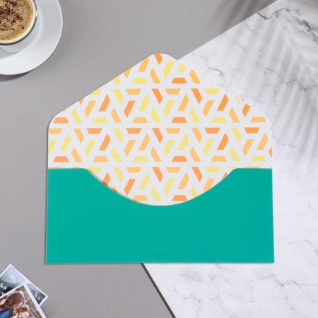 Money envelope "Congratulations!" Soft's software, embossing, turquoise color, 9x19 cm-2