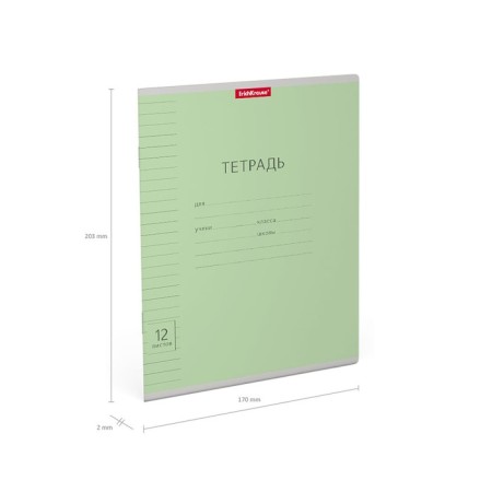 Notebook of 12 sheets in the line "Classic with Linovka", cover coated cardboard, offset unit, green-8