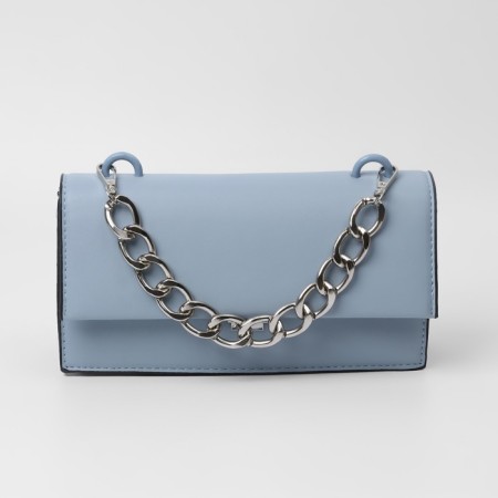 A chain for a bag, with carbines, metal, flat, 29 × 19 mm, 30 cm, silver color-3
