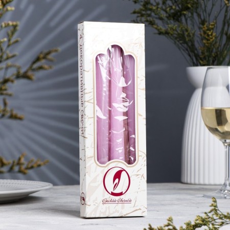A set of antique candles, 2.3x 24.5 cm, 5 hours, 55 g, 4 pieces, lilac-1