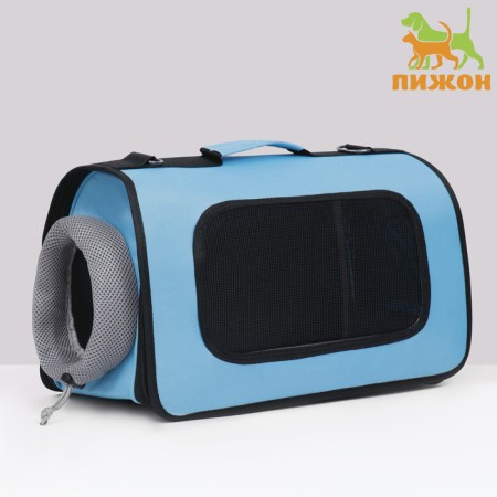 Board-carrier with a window for a muzzle, 42 x 21 x 25 cm, blue